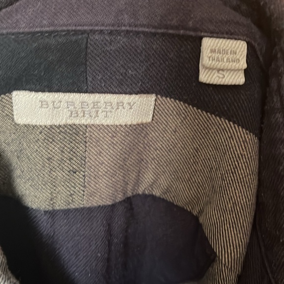 BURBERRY BRIT Black Tan Plaid Flannel Checked Button Down - Picture 4 of 7